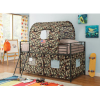 Coaster Furniture 460331 Camouflage Tent Loft Bed with Ladder Army Green